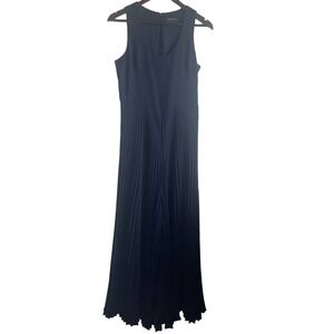 Club Monaco Women Palazzo Pleated Jumpsuit Navy Sleeveless Drop Waist Minimalist